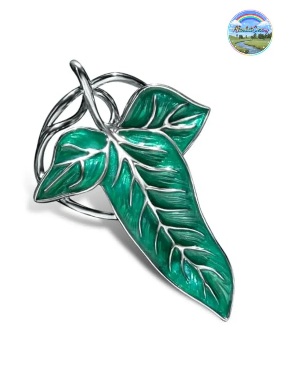 Elegant Elven Green Tree Leaf Enamel Pin Brooch Cloak Clasp Cosplay Jewelry